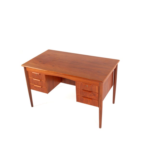 Brown Vintage Danish Teak Writing Desk, 1960s For Sale - Image 8 of 12