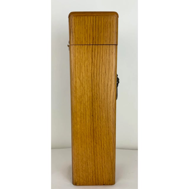 Brown 1950s Oak Fireplace Matches Holder With Brass Lion For Sale - Image 8 of 12