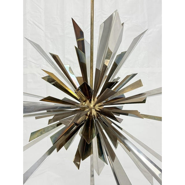 Brass & Nickel "Sunburst" Chandelier by Remains Lighting of New York For Sale - Image 14 of 18