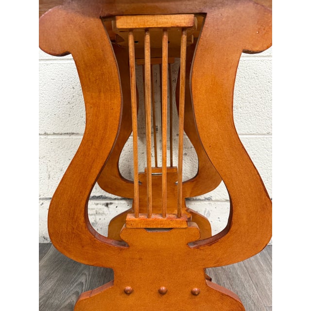 Early 21st Century Signed Studio Crafted Arts and Crafts Style Lyre Harp Base Side Table For Sale - Image 5 of 10