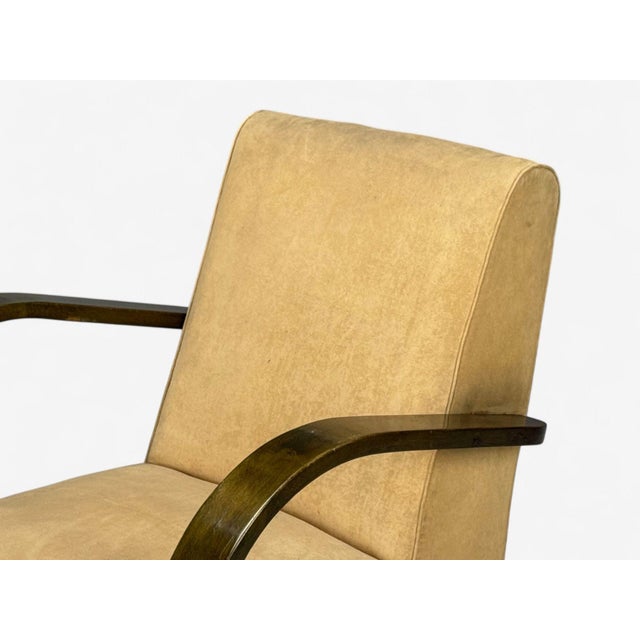 Wood Pair of Vittorio Valabrega, Beige Velvet, Bentwood, Lounge Chairs, Italy, 1940s For Sale - Image 7 of 15