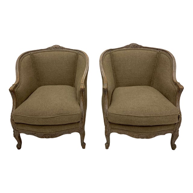 Set of Swedish Lounge Chairs Upholstered in Linen, 1920s For Sale