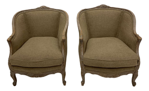 Set of Swedish Lounge Chairs Upholstered in Linen, 1920s