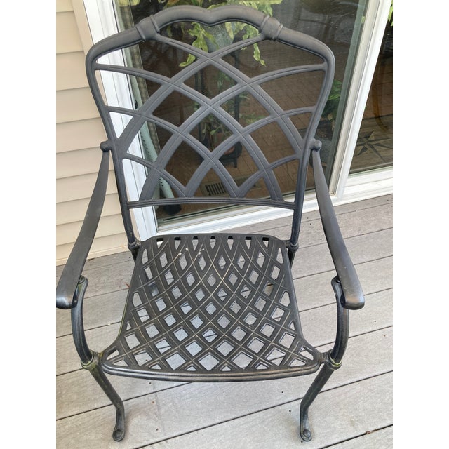 Patio Dining Set, Cast Aluminum, With Table and 4 Chairs in Very Good Condition For Sale - Image 4 of 8
