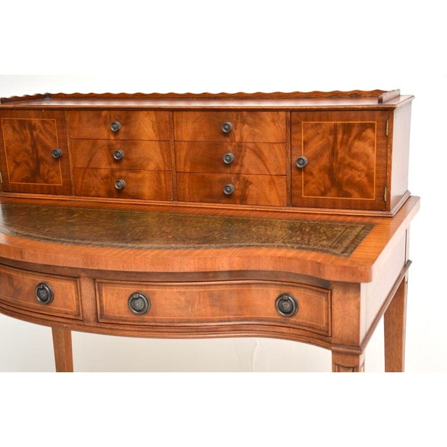 Wood Vintage Writing Desk in Leather, 1930s For Sale - Image 7 of 11