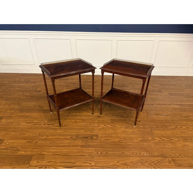 Traditional Pair of Mahogany End Tables by Leighton Hall - Showroom Samples For Sale - Image 3 of 12
