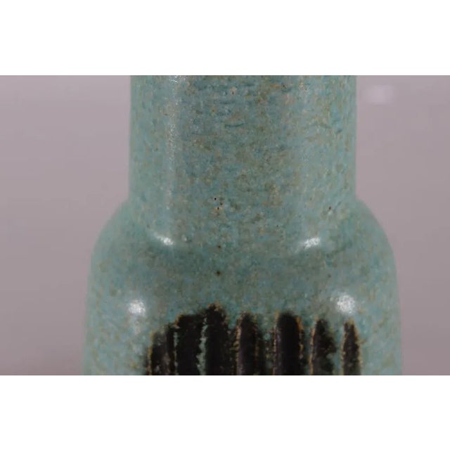 Textile Danish Stoneware Table Lamp in Matte Salt Green Glaze by Eva Stæhr-Nielsen for Saxbo, 1960s For Sale - Image 7 of 13