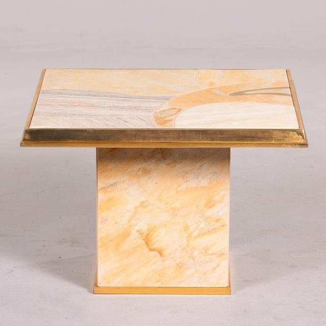 1970s Small Mid Century Porcelain and Brass Table For Sale - Image 5 of 12