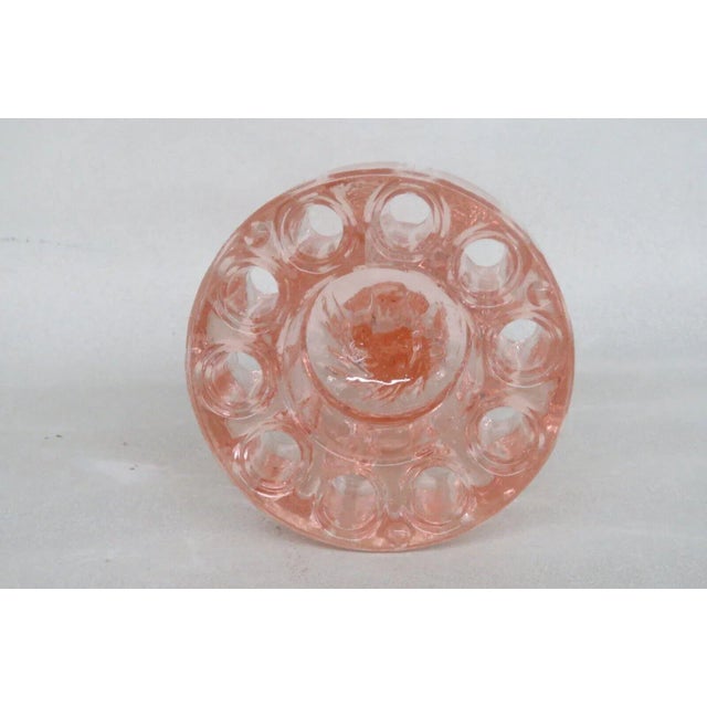 Pink Cambridge Glass Lady Pink Flower Frog Ten Hole Floral Vase Figurine For Sale - Image 8 of 12