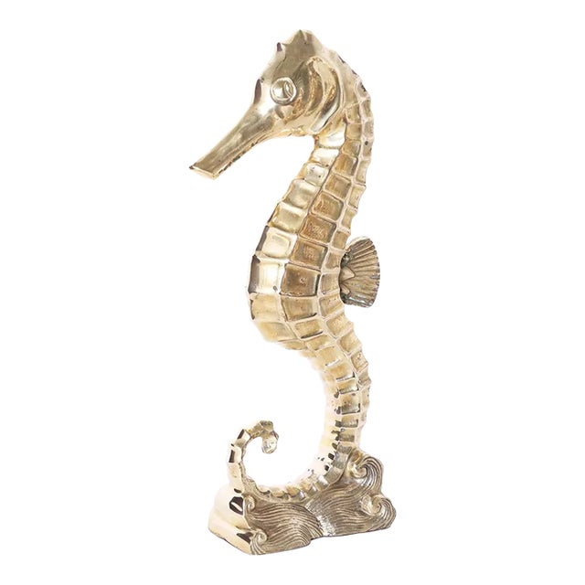 Midcentury Brass Seahorse Sculpture For Sale