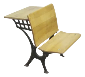 Antique Wood School Row Seat & Desk Combo