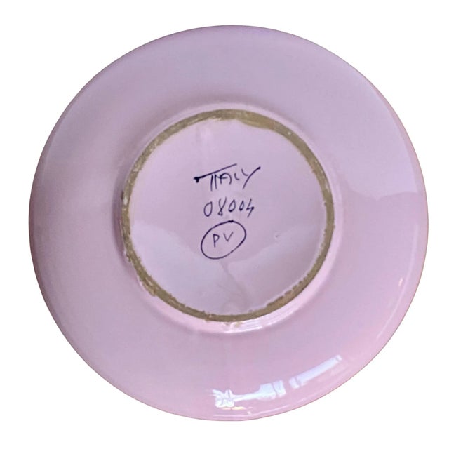 Pink Vintage Hand Painted Pink Italian Ashtray / Catchall For Sale - Image 8 of 9