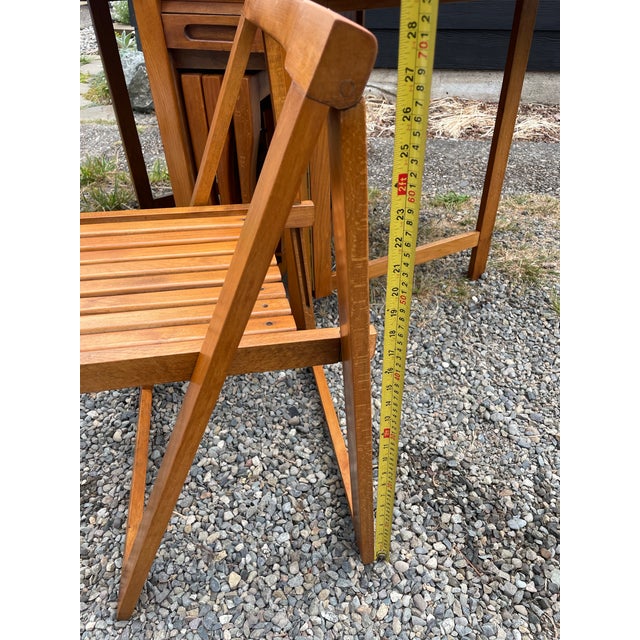 Mid 20th Century Romanian Drop Leaf Dining Table & 4 Chairs For Sale In Seattle - Image 6 of 11