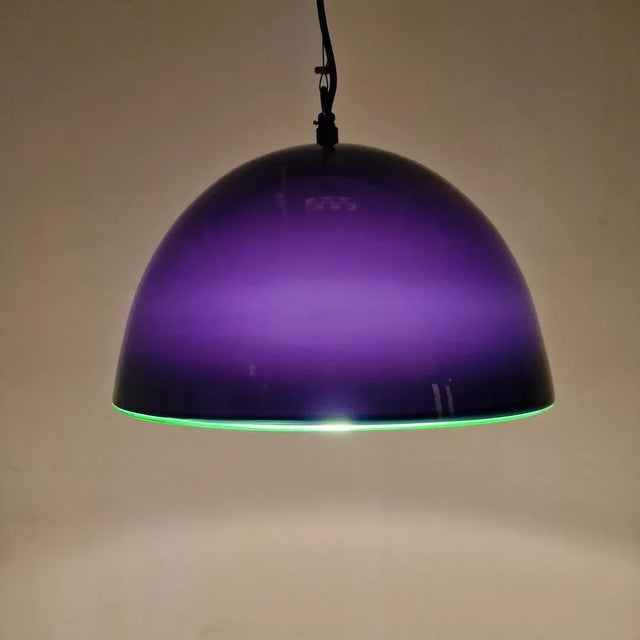 Gae Aulenti Murano Glass Neverrino Pendant Lamp by Gae Aulenti from Vistosi, 1970s For Sale - Image 4 of 13