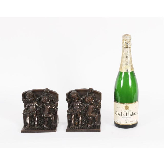 Antique Bronze Classical Cupid Bookends, 1800s, Set of 2 For Sale - Image 16 of 17