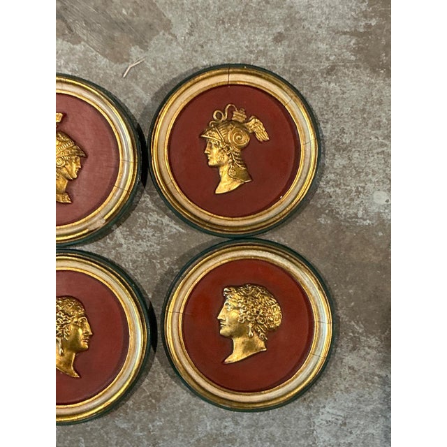 Vintage Grand Tour Wooden Profile Medallions - Set of 4 For Sale - Image 13 of 18