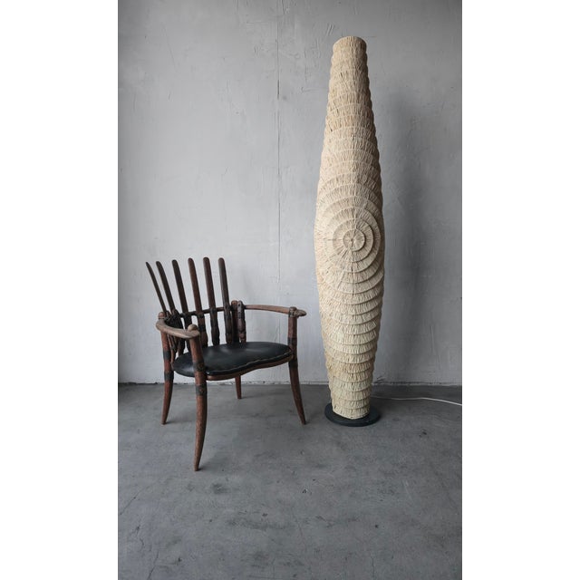 Contemporary Organic Coastal Sculptural Woven Floor Lamp For Sale - Image 3 of 14