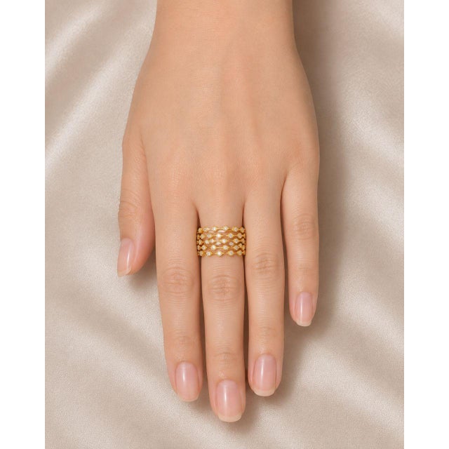 Beautiful 14K Yellow Gold Diamond Filigree Cocktail Dome Band Ring. Metal: 14K Yellow Gold Gemstones: Brilliant Round...