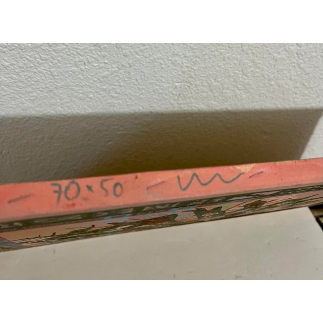 1989 Menia Litvak, Israeli Folk Art Bright Colorful Naive Floral Arrangement Still Life Painting For Sale - Image 10 of 11