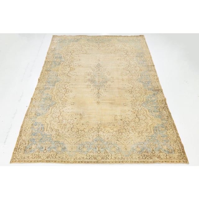 Mid 20th Century Mid-20th Century Antique Kerman Wool Rug For Sale - Image 5 of 16