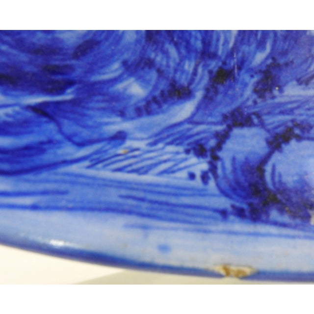 Early 20th Century Large Hand-Painted Blue and White Chinese Plate For Sale In Nashville - Image 6 of 11