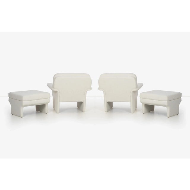 White Vladimir Attributed Lounge Chairs and Ottomans - 2 Sets For Sale - Image 8 of 13