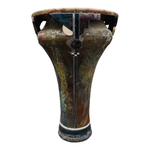 Mid 20th Century Robert Sunday Signed Monumental Raku Studio Art Pottery Sculpture Vase