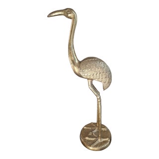 Vintage Brass Sculpture of Flamingo For Sale