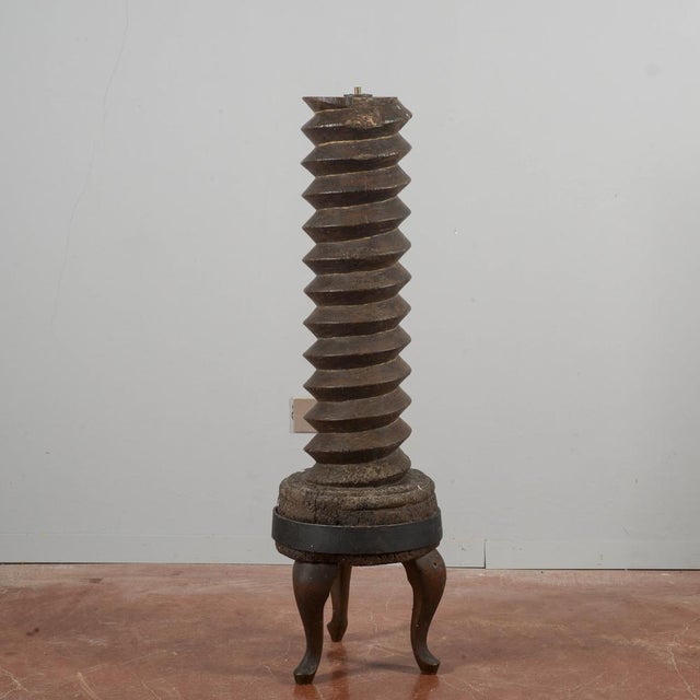 Wooden Grape Wine Press Screw with Support, Italy, 19th Century For Sale - Image 17 of 18