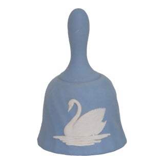 Wedgwood England Jasperware Blue With White Swan and Snowflake Bell For Sale