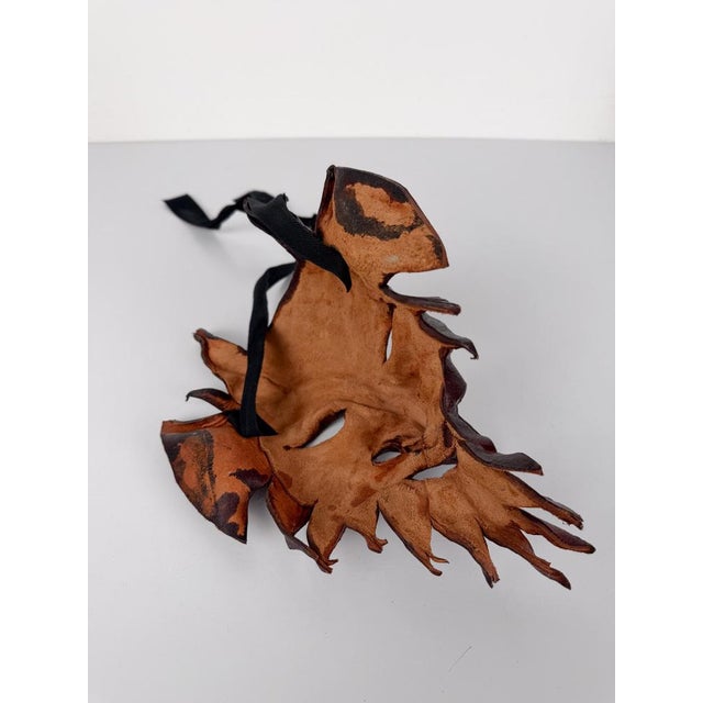 Vintage Venetian Style Handcrafted Leather Mythological Satyr Mask, Italy, 1970s For Sale - Image 17 of 18