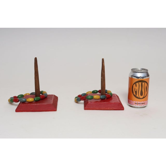Pair of Vintage Folk Art Handmade Wooden Ring Toss Games For Sale - Image 4 of 12