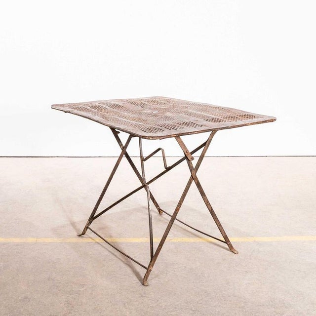 Brown French Table with Perforated Top in the style of Mathieu Matégot, 1960s For Sale - Image 8 of 8