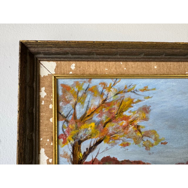 1960s 1960’s Vintage Klowery Autumn Landscape Oil on Board – Frame For Sale - Image 5 of 12