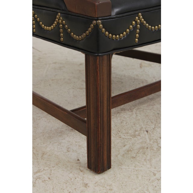 Pair of Hickory Chair Co Leather Mahogany Armchairs For Sale - Image 14 of 17