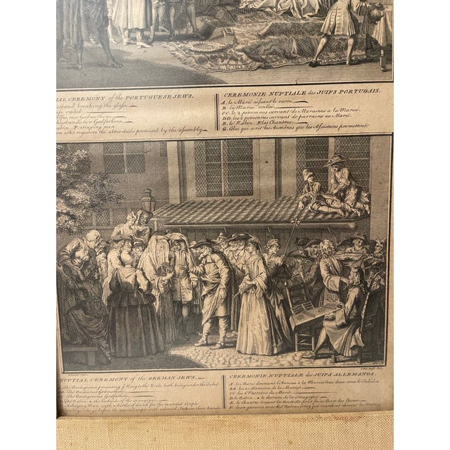 Portraiture Original 18th Century Judaic Wedding Plate XI Rare Copper Engraving, Bernard Picart (First English Edition Printed in London) For Sale - Image 3 of 12