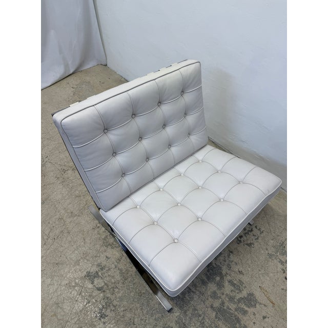 Ludwig Mies Van Der Rohe White Leather Barcelona Chairs for Knoll - A Pair For Sale - Image 15 of 17