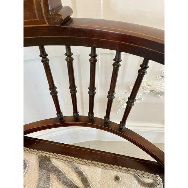 White Antique Quality Edwardian Mahogany Inlaid Corner Chair, 1901 For Sale - Image 8 of 14
