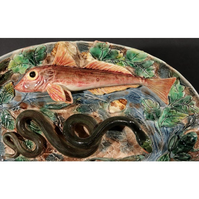 French Majolica Palissy Dish, Longchamp For Sale - Image 9 of 14