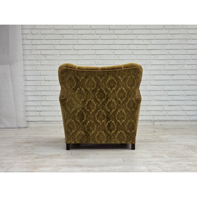 Wood Danish Relax Chair in Furniture Velour and Oak Wood, 1950s For Sale - Image 7 of 18