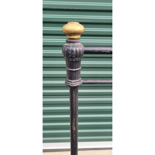 Metal Antique Black Enamel Iron Bed For Sale - Image 7 of 12