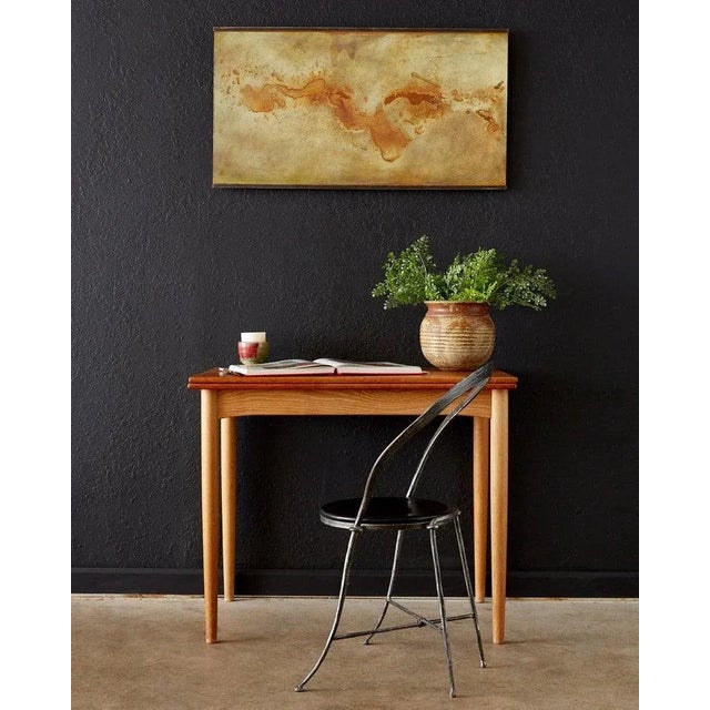 Interesting abstract modern art painting on steel or metal by Katrina King. "Abstract Arrangements" series made with hand-...