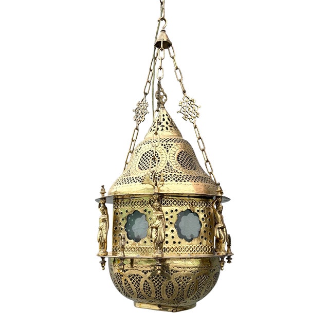 Vintage Moroccan Middle Eastern Style Brass Pendant Lamp For Sale