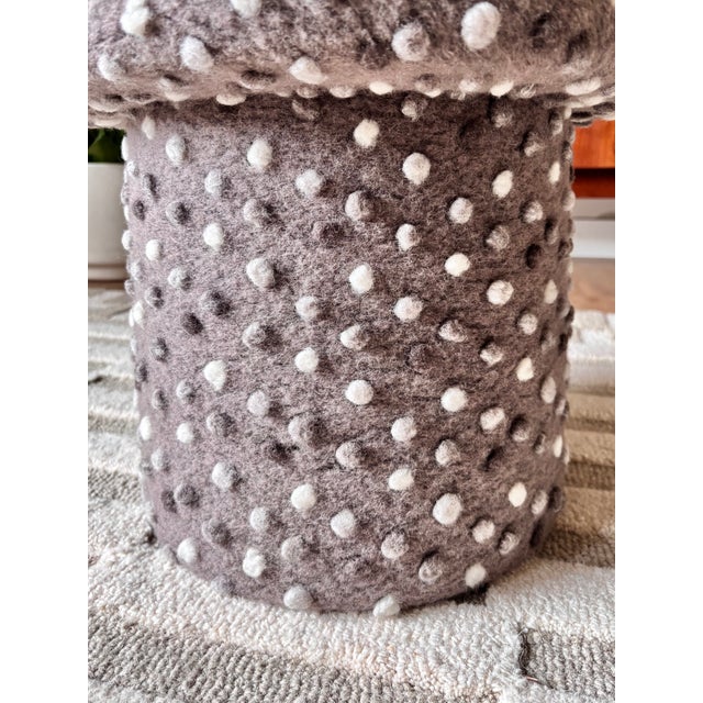 Textile Mushroom Ottoman in Sierra Wool Dot For Sale - Image 7 of 14