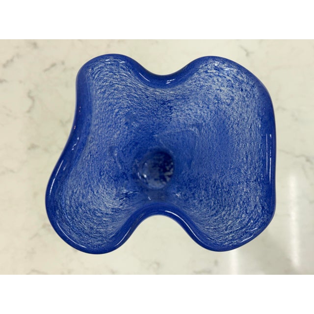 Handblown Cobalt Blue Art Glass Vase, Vintage For Sale - Image 4 of 12