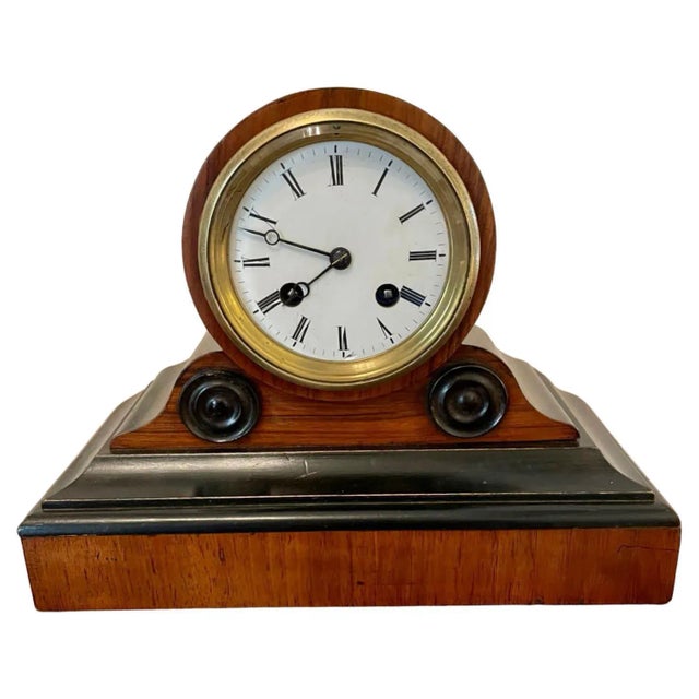 Antique Victorian Walnut Desk Clock For Sale - Image 11 of 11