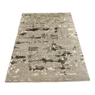 Nourison Home for Christopher Guy Abstract Gray Wool and Silk Hand Knotted Aquarelle Rug 9x12 For Sale