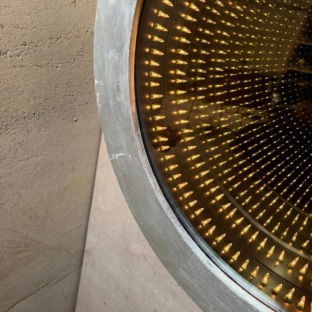Round Infinity Wall Mirror Featuring a Textured Silver-Finished Frame For Sale - Image 10 of 11