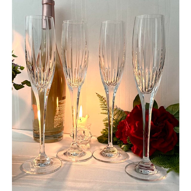 Contemporary Late 20th Century Mikasa Arctic Lights Champagne Toasting Wedding Glasses - Set of 4 For Sale - Image 3 of 7
