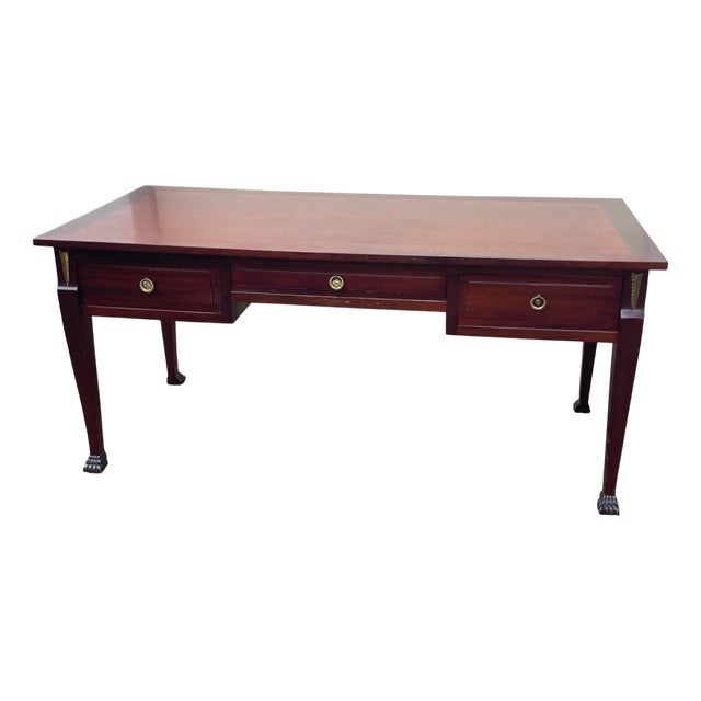 Empire Style Mahogany Directoire Flat Desk with Three Drawers, 1890s For Sale